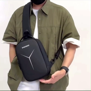 Ready Stock!! KOKIBEDY Anti-Theft Lock Men Chest Bag Water Resistant PU Leather USB Crossbody Bag Sling Shoulder Bag