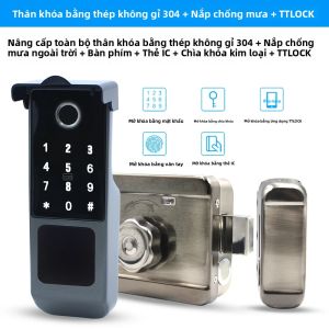 Khóa Vân Tay Thông Minh TTLOCK IP65 Bàn Phím Bluetooth/WiFi Khóa Viền Gắn Trên Bề Mặt Tương Thích Với Alexa/Google Home Dành Cho Khu Dân Cư