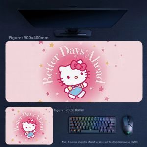 Sanrio | Korean Cute Style Decorative Table Mat Girls Cute Pink Hello Kitty Series Leather Mouse Pad Office High Value Leather Mouse Pad