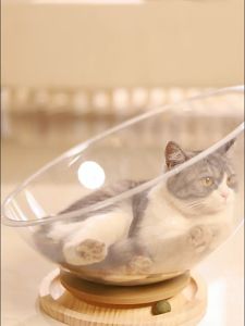 รังแมวแคปซูลอวกาศ 2in1 โดมแมว หลุมอวกาศ บ้านแมว ของเล่นแมว ที่นอนอวกาศ จานเสียงไม้เนื้อแข็งอะคริลิค