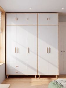 [กทม. 3-5 วัน ส่ง] ผ้าเสื้อ ผ้าไม้ควบคุมกับ ผ้าไม้ตู้เสื้อผ้าเนื้อแข็งสไตล์เรียบง่าย เป็นผ้าประตูใหญ่ มีขนาดสูงสุด