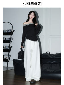 Forever 21 Vintage High Waist Wide Leg Jeans Womens Loose Fit Pear Shape Narrow Straight Cut Pants Autumn Design Sensation White