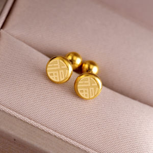 1Pair Medical Titanium Steel Blessing Word Stud Earring Small Ball Screws Small Earrings Does not fade