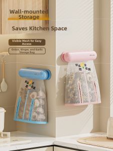 MEIZHUFU | Wall-mounted Permeable Storage Bag for Garlic and Ginger