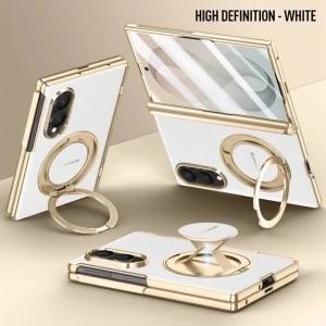 szhaiyu | Luxury Skin-friendly PU Leather Phone Case For Samsung Galaxy Z Fold 8 Ultra Metal Magnetic Bracket With Wrist Strap 2-in-1