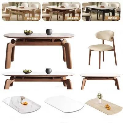 Expandable Round & Square Dining Table Retro
