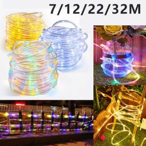 Outdoor Solar Tube Rope Led Light Garden Decoration 32m Wedding Garland WaterProof String Light