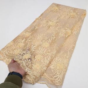 Wholesale Nigerian Lace Fabrics Fashion Women African Tull Lace Luxury Handmade Bead sequins Fabrics For Wedding 2.5 Yards