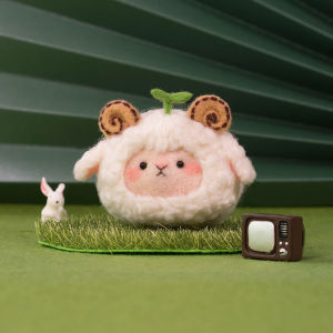 BIABIA Wool Fiber DIY Craft Material Kit for Couples Creative Home Decor DIY Gift Small Sheep Pendant