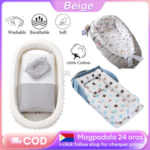 Cotton Baby Bed Washable Portable Multifunctional Bed Set with Removable Pillow Suitable for Newborns and Travel