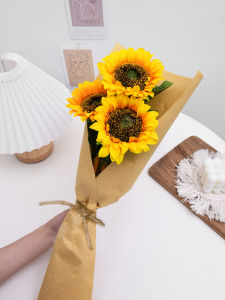 Sunflower Artificial Flowers Decorative Pieces Graduation Picnic Photo Props Dry Flower Bouquet Dining Table Decoration Home Decor