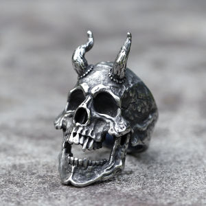 NEW Mens 316L stainless-steel rings Skull Ring Horned Satan Devil for teens gothic Motorcycle Jewelry Gifts Dropshipping