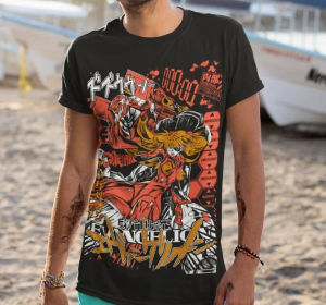 Bandai | Hot Selling Summer Fashion Retro New Century Gospel Warrior Asuka 3D Printed T-shirt Outdoor Hip-hop Street T-shirt Plus Size