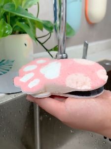 Ready stock - Cartoon Wood Pulp Cotton Nom-stick Oil Sponge Dishwashing Sponge 木浆棉压缩海绵擦遇水变大洗碗布