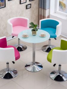 Modern Simple Glass Table And Chair Set for Tea Shop Casual round Coffee Table Tempered Glass Desk Home Outdoor Furniture