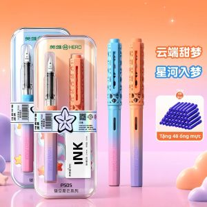 HERO | Bút Máy Hero P505 Hollow Star Thiết Kế Trang Nhã Hộp Mực Có Thể Nạp Lại Để Luyện Tập Thư Pháp Ngòi Bằng Thép Không Gỉ
