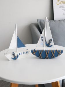 Đồ Trang Trí Nhà Phong Cách Địa Trung Hải Sáng Tạo Đồ Thuyền Gỗ Đồ Trang Trí Thuyền Nhỏ Một Chuyến Đi Suôn Sẻ Thủ Công