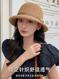 New 2025 Womens Lin Fishing Cap Summer Sun Protection Thin Hepburn Style Beach Hat Fashionable Sunshade Small Gift Hat