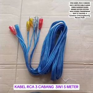 V165 ORI KABEL RCA 5M 3 TO 3 3X3 CABANG 3IN1 5 M METER CABEL CABLE AUDIO VIDEO GAMBAR SUARA SOUND SI