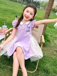 Váy Ngắn Mùa Hè Cho Bé Gái Váy Công Chúa Hoạt Hình Ngọt Ngào Váy Polo Tay Lỡ Thường Ngày Váy Ren Nhiều Lớp Cho Bé Gái