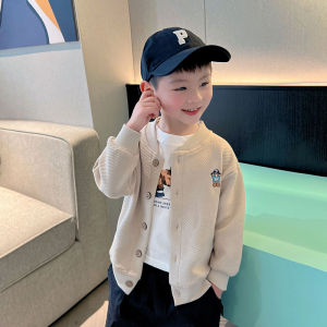 Spring Fashionable Boys Baseball Jacket round Neck Open Cardigan Casual Coat Baby Boy Cotton Clothes Cartoon Pattern Jacket