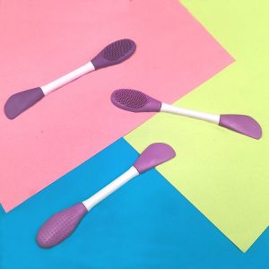 MMU1667 Kuas Masker Wajah Wanita / Spatula + Sikat Kuas Masker Wajah Kepala Silikon