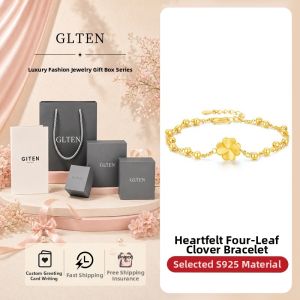 GLTEN | Four-Leaf Clover Pure Silver Good Luck Womens Bracelet