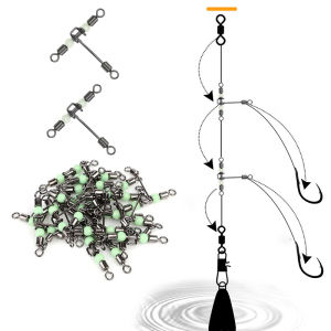 5Pcs T-shape Cross-line Swivels Fishing Swivels Snaps Luminous Fishing Ball Bearing Swivels 3 Way Connector Track