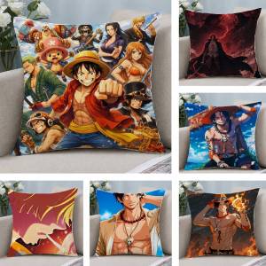 Bandai | One Piece Kozuki Oden Anime Plush Pillow Cover Soft Short Plush Cushion Cover For Sofa Bedroom Home Decor Gift Decoration