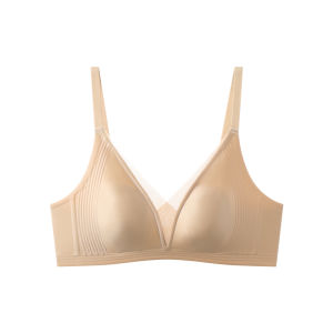 Miiow | Ultra-Thin Seamless Foundation Liquid Bra Women Large Chest Appears Small Rabbit Ear Cup Anti-Sagging Satin Back Gathered Bra