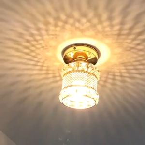 Modern Ceiling Light Golden Grid Crystal Lamp Luxury Entrance AisleLamps for Balcony Loft Decoration Lighting Chandelier