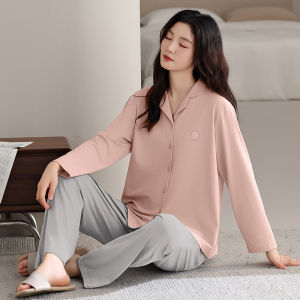 Miiow | Pure Cotton Ladies Sleepwear Long Sleeve Striped Casual Home Clothes Cat Person New 2025 Outwear Suitable Spring Autumn