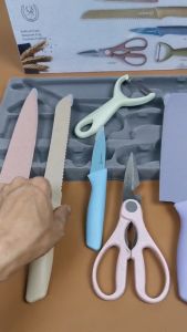 Set Paket Pisau Dapur 6 in 1 Gunting Peeler Pegupas Buah Lengkap Multi Color