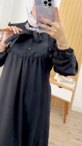 Ross Shop - Meisya Dres - Gamis Crincle Polos Busui Resleting