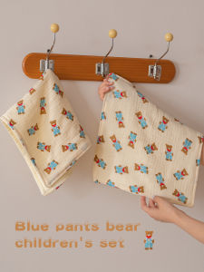 Bộ Khăn Mặt Vải Cotton Nguyên Chất Blue Pants Bear Cho Trẻ Em Khăn Lau Mặt Và Khăn Lau Tay Sáu Lớp Vải Cotton Loại a Khăn Vuông Nhỏ