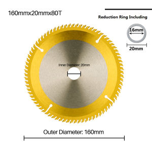 XCAN 1pc 160mm Circular Saw Blade 30T 80T Titianium Coated TCT Wood Cutting Disc Carbide Saw Blade 20mm Arbor For Woodworking