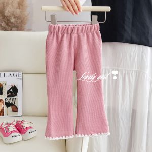 New Autumn Pink Trousers Girls Casual Flared Pants