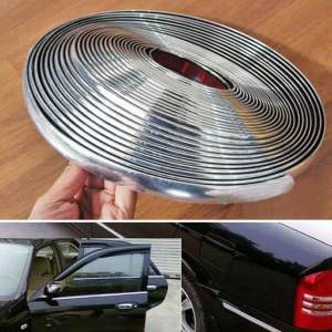 JPK【Ready Stock】12mm / 16ft Car Bumper Strip Adhesive Auto Bright Silver Chrome Moulding Trim