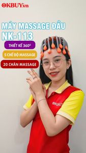 Máy massage đầu mát xa đầu bạch tuộc 20 chân Nikio NK-113 - công nghệ NHẬT BẢN rung kết hợp hồng ngoại phát nhạc thư giãn pin sạc| OKbuy