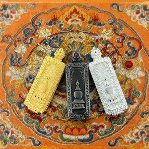 New Style Tibetan White Tower Thangka Pendant Gau Box Brass Non-Fading Empty Shell Eight Treasures Zodiac Buddha Pendant Shell