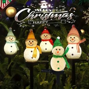 1PC Christmas Snowman Stake Lights Outdoor Waterproof Lawn Lights Solar Powered For Home Lawn Yard Patio Holiday Xmas Decoration
