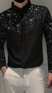 Áo sơ mi Nam Áo sơ mi dài tay phối hoa văn họa tiết ngôi sao nổi bật. Sang trọng lịch lãm. Mã H59