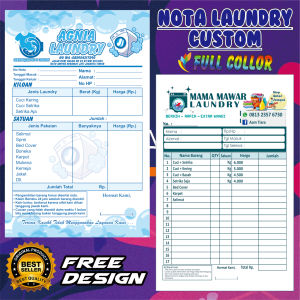 (Min. 4 Buku) NOTA LAUNDRY 1/4 ( 1 PLY ) NOTA NAMA TOKO SENDIRI NAMA LAUNDRY SENDIRI NOTA CUSTOM Y&H YUDHA GRAFIKA