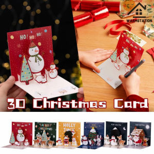 Thiệp giáng sinh 3D đặt bưu thiếp chúc mừng năm mới với nhãn dán phong bì pop-up Thẻ quà tặng Xmas trang trí bàn ăn