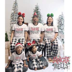 CHRISTMAS BLACK RAGLAN T-SHIRT AND PAJAMA TERNO/COTTON SPANDEX (KIDS TO ADULT SIZE) SOLD PER TERNO