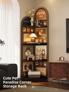 Meisda Vintage Style Living Room Sofa Corner Floor Standing Artistic Triangle Shelf Bedroom Storage Multi-Functional Cabinet