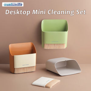 JustLiving Desktop Cleaning Set Easy Corner Cleaning Countertop Brush Set Home Supplies Small Broom Garbage Shovel Dustpan Set Desktop Trash Can Mini Compact Desktop Sweep Cleaning Brush