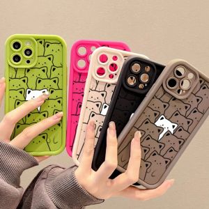 CASE Cocok untuk casing iPhone 11 12 Pro 14 15 13 Pro Max 7 8 6 6 S Plus ampelas lubang Silikon Bear casing