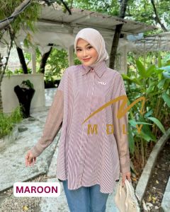 Kemeja Atasan Wanita Terbaru Bahan Katun Pemium Adeesa Stripes Shirt by Mdly