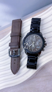 GAVITEN Jam Tangan Pria Gaviten GV 007 Black Brown Original Garansi Resmi 1 Tahun - Free Strap Leather